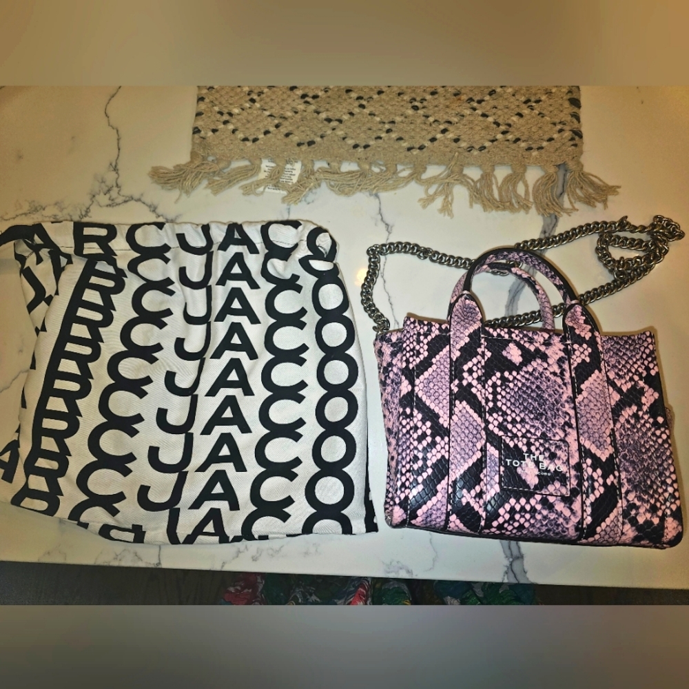 Marc Jacobs The Tote Pink Snake Skin Mini Tote